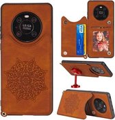 Voor Huawei Mate 40 Pro Mandala Reliëf PU + TPU Case met houder & kaartsleuven & fotolijst & riem (bruin)