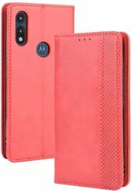 Voor Motorola Moto E (2020) Magnetische gesp Retro Crazy Horse Texture Horizontale flip lederen tas, met houder & kaartsleuven en fotolijst (rood)