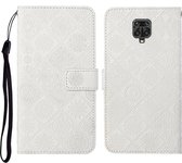 Voor Xiaomi Redmi Note 9 Pro Etnische stijl Reliëfpatroon Horizontale flip lederen tas met houder & kaartsleuven & portemonnee & lanyard (wit)