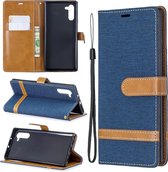 Kleuraanpassing Denim Texture Horizontale Flip Leather Case met houder & kaartsleuven & portemonnee & lanyard voor Galaxy Note10 (donkerblauw)