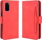 Voor Galaxy S20 / S20 5G Wallet Style Skin Feel Calf Pattern Leather Case met aparte kaartsleuf (rood)