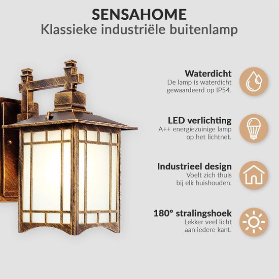 SensaHome Oriental - Klassieke Industriële Tuinlamp Buitenlamp | Luxe  Wandlamp met... | bol.com