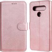 Voor LG K61 klassieke kalfsstructuur PU + TPU horizontale flip lederen tas, met houder en kaartsleuven en portemonnee (roségoud)