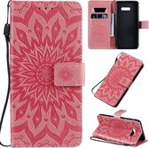 Voor LG G8X Geperst Afdrukken Zonnebloempatroon Horizontale Flip PU-lederen Case met Houder & Kaartsleuven & Portemonnee & Lanyard (Oranje)