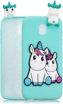 Voor Xiaomi Redmi 8A schokbestendig 3D liggend Cartoon TPU beschermhoes (paar eenhoorn)