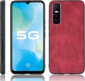 Voor vivo Y73s / S7e Schokbestendig Naaien Koe Patroon Huid PC + PU + TPU Case (Rood)