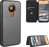 Voor Nokia 5.3 Carbon Fiber Texture Magnetische Horizontale Flip TPU + PC + PU Leather Case met Card Slot (Black)