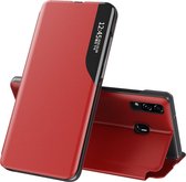 Voor Samsung Galaxy A10S zijdisplay magnetisch schokbestendig horizontaal flip lederen tas met houder (rood)