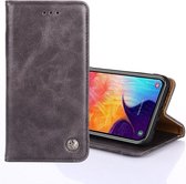 Voor Samsung Galaxy A60 niet-magnetische retro textuur horizontale flip lederen tas met houder & kaartsleuven & portemonnee (grijs)