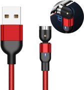 1m 2A uitgang USB nylon gevlochten roterende magnetische oplaadkabel, geen oplaadkop (rood)