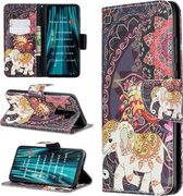 Voor Xiaomi Redmi Note 8 Pro Gekleurde Tekening Horizontale Flip Leren Case met Houder & Kaartsleuven & Portemonnee (Bloem Olifant)