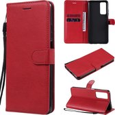 Voor Huawei Honor Play4 Effen Kleur Horizontale Flip Beschermende Leren Case met Houder & Kaartsleuven & Portemonnee & Fotolijst & Lanyard (Rood)