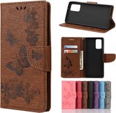 Voor Samsung Galaxy Note20 Vlinders Embossing Horizontale Flip lederen tas met houder & kaartsleuven & portemonnee (bruin)