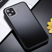 Effen kleur glas + siliconen beschermhoes voor iPhone 12 mini (zwart)