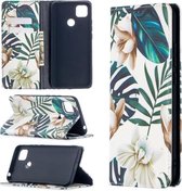 Voor Xiaomi Redmi 9C Gekleurd Tekenpatroon Onzichtbaar Magnetisch Horizontaal Flip PU Lederen Case met Houder & Kaartsleuven & Portemonnee (Rode Bladeren)