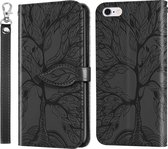 Life of Tree Embossing Pattern Horizontale flip lederen tas met houder & kaartsleuf & portemonnee & fotolijst & lanyard voor iPhone 6 & 6s (zwart)