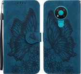 Voor Nokia 3.4 Retro Skin Feel Butterflies Embossing Horizontale Flip lederen tas met houder & kaartsleuven & portemonnee (blauw)