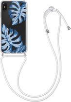 kwmobile telefoonhoesje voor Apple iPhone X - Hoesje met koord in lichtblauw / donkerblauw / transparant - Back cover voor smartphone