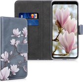 kwmobile telefoonhoesje voor Google Pixel 4 XL - Hoesje met pasjeshouder in taupe / wit / blauwgrijs - Magnolia design