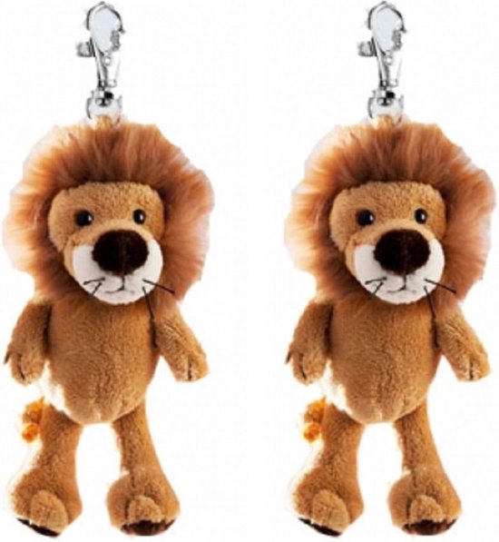 Set van 2x stuks pluche mini knuffel leeuw sleutelhanger Pluche dieren cadeau |