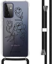 iMoshion Design hoesje met koord Samsung Galaxy A72 - Abstract Gezicht Bloem - Transparant