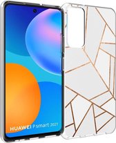 iMoshion Design voor de Huawei P Smart (2021) hoesje - Grafisch Koper - Wit / Goud