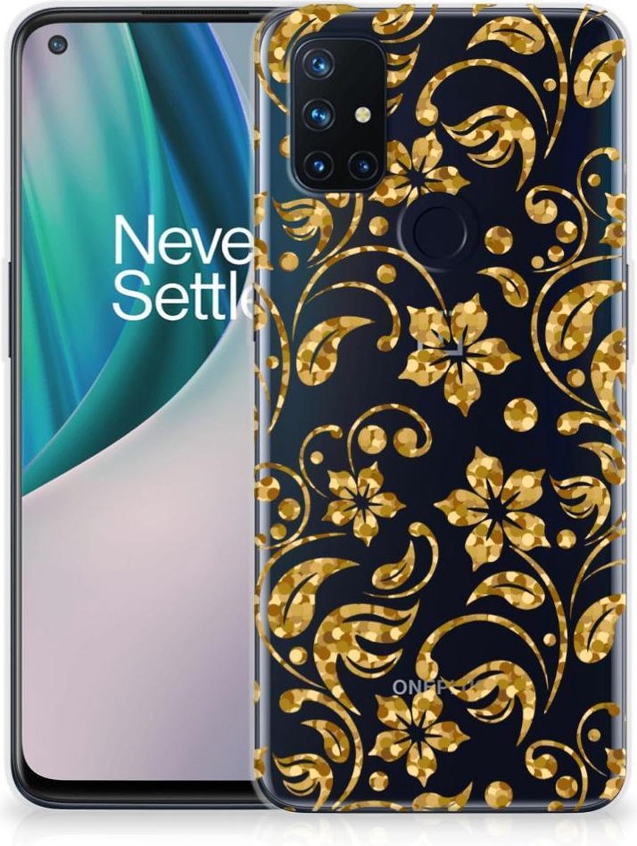 OnePlus Nord N10 5G TPU Case Gouden Bloemen