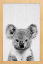 JUNIQE - Poster in houten lijst Koala zwart-wit foto -30x45 /Grijs &