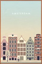 JUNIQE - Poster met kunststof lijst Amsterdam - retro -60x90 /Bruin