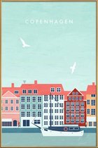 JUNIQE - Poster met kunststof lijst Kopenhagen - retro -30x45