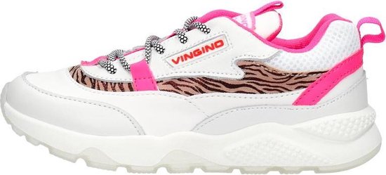 Vingino Marta leren chunky sneakers wit/geel - Schoenen.nl