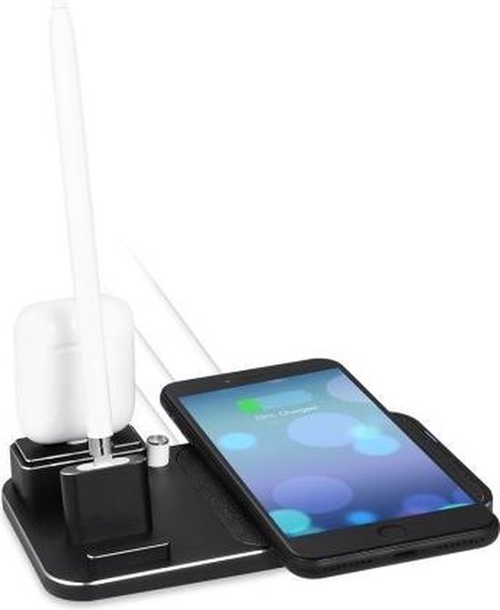 3 in 1 oplader voor Apple Pencil & AirPods & iPhone Zwart