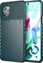 Mobigear Hoesje geschikt voor Motorola Moto G9 Plus Telefoonhoesje Flexibel TPU | Mobigear Groove Backcover | Moto G9 Plus Case | Back Cover - Groen