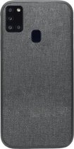 ADEL Siliconen Back Cover Softcase Hoesje Geschikt voor Samsung Galaxy A21s - Stoffen Textiel Grijs