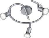 LED Plafondspot - Nitron Pamo - GU10 Fitting - 9W - Warm Wit 3000K - 3-lichts - Rond - Mat Titaan - Aluminium