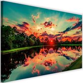 Schilderij Zonsopgang boven meer, 2 maten, multi-gekleurd, Premium print