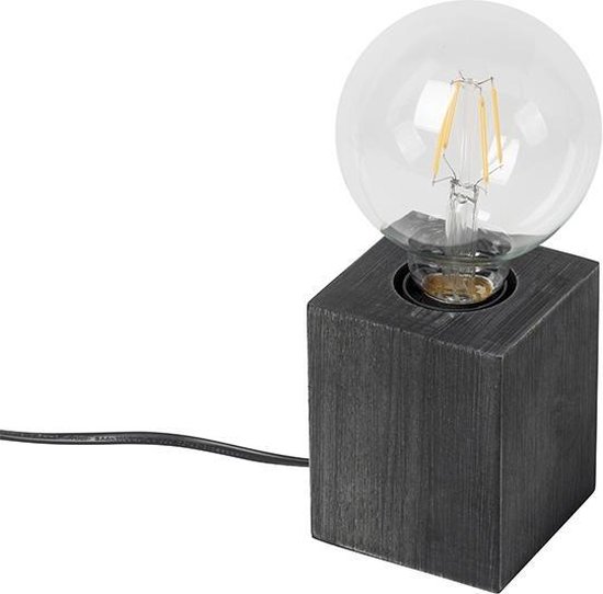 QAZQA bloc - Landelijke Tafellamp - 1 lichts - H 100 mm - Zwart - Woonkamer | Slaapkamer | Keuken