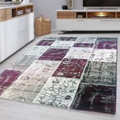 POLA MODERN PAARS GRIJS VLOERKLEED PATCHWORK DESIGN