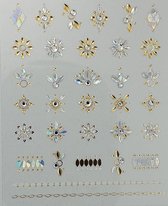 Nail Art Stickers - Nagel Stickers - Korneliya 3D Nail Jewels DeLuxe - DL06 Silver, Gold and Diamonds
