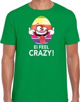 Vrolijk Paasei ei feel crazy t-shirt / shirt - groen - heren - Paas kleding / outfit M