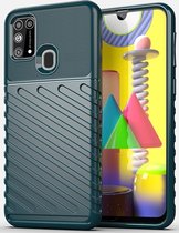 Samsung Galaxy M31 Hoesje - Mobigear - Groove Serie - TPU Backcover - Groen - Hoesje Geschikt Voor Samsung Galaxy M31