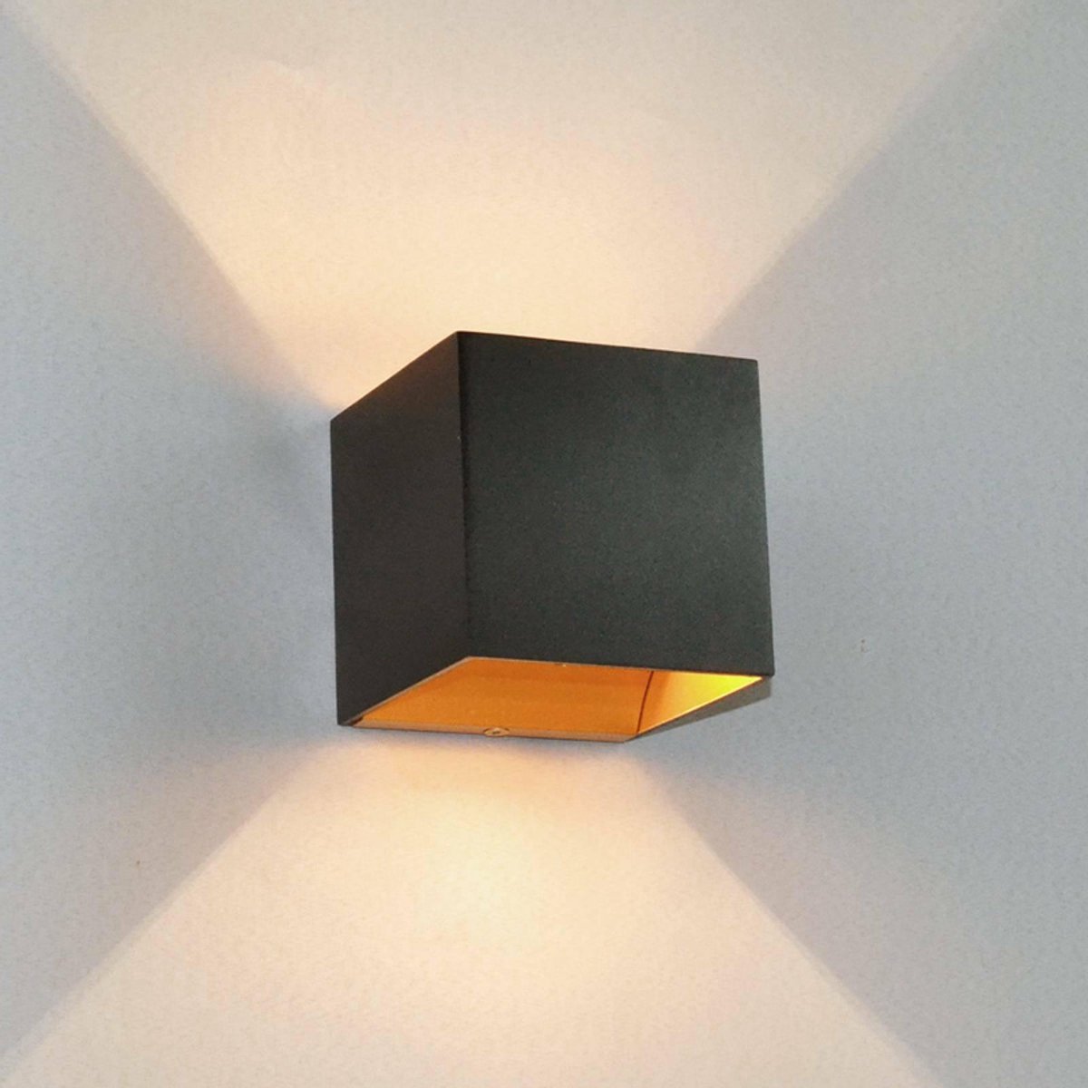 Arcchio - LED wandlamp - 1licht - aluminium - H: 9.7 cm - zwart, oranjegoud - Inclusief lichtbron