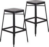 Nancy's Lexington Barkrukken - Set Van 2 - Keukenkruk - Antislip - Stapelbaar - 44.5 x 44.5 x 75 cm - Zwart/Wit