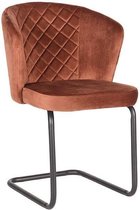 Nancy's Eetkamerstoel Flow - Fluweel - Industrieel - Stoel - Eetkamerstoelen - Rust - 58 x 85 x 60 cm