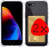 Hoes voor iPhone 7/8/SE 2020 Hoesje Met Pasjeshouder Transparant Card Case Shock - 2 Stuks