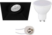 LED Spot Set - Luxino Nivas Pro - GU10 Fitting - Inbouw Vierkant - Mat Zwart - 8W - Natuurlijk Wit 4200K - Trimless - Kantelbaar - 150mm