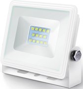 LED Bouwlamp 10 Watt - LED Schijnwerper - Igan Iglo - Helder/Koud Wit 6400K - Waterdicht IP65 - Mat Wit - Aluminium