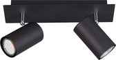 LED Plafondspot - Nitron Mary - GU10 Fitting - 2-lichts - Rechthoek - Mat Zwart - Aluminium