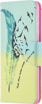 Samsung Galaxy S21 Hoesje - Mobigear - Design Serie - Kunstlederen Bookcase - Feather - Hoesje Geschikt Voor Samsung Galaxy S21