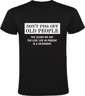 Oude mensen nooit boos maken Heren t-shirt | gevangenis | opa | oma  |Zwart